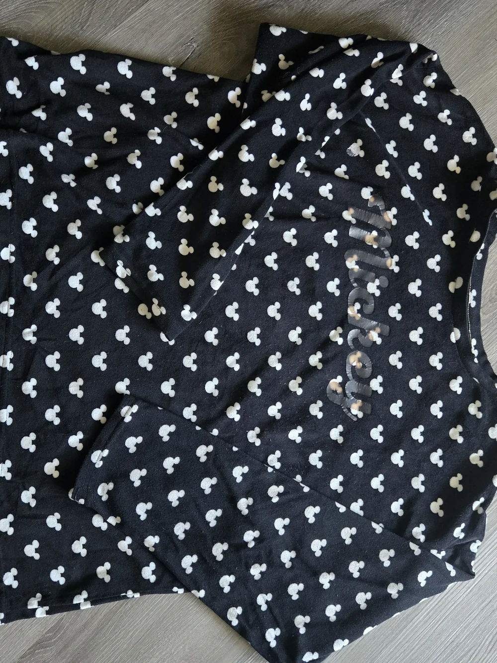 Disney Black Long Sleeve Top with White Mickey Head Print - Picture 2 of 5